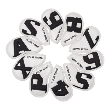 Custom Large No. Magnetic White Leather Iron Head Covers